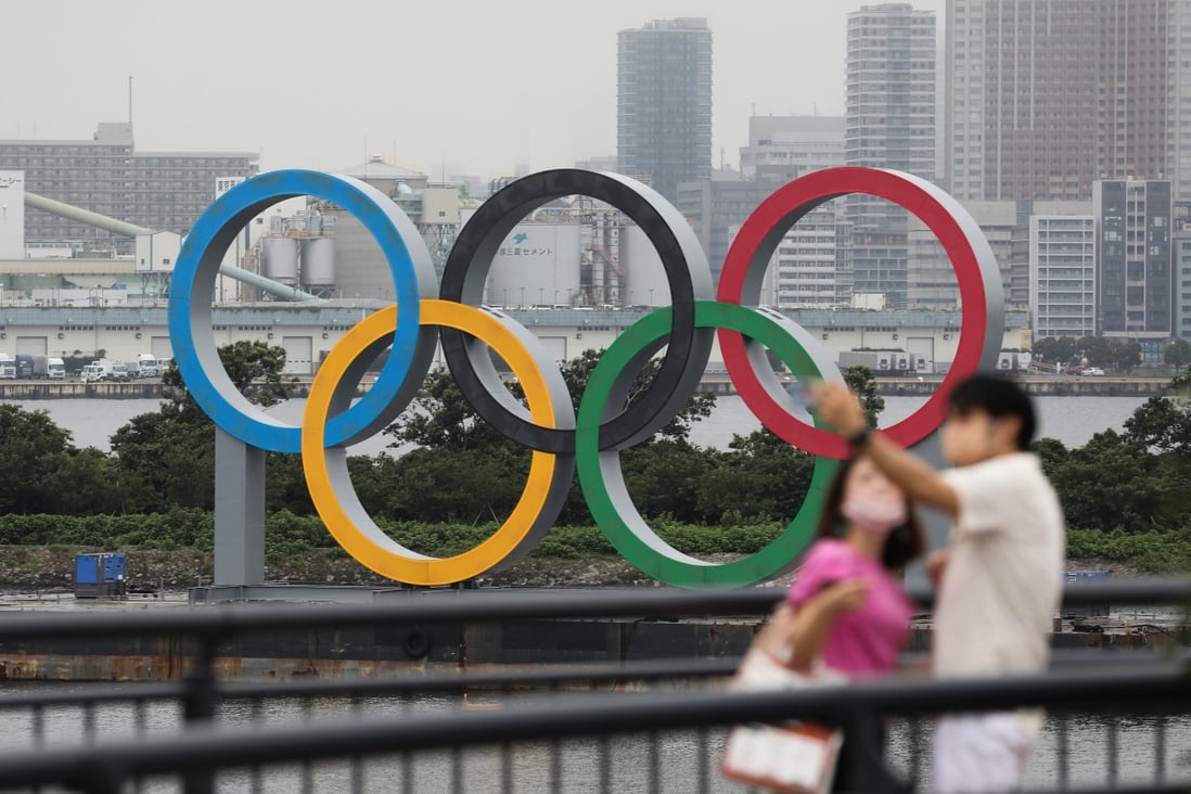 The Olympic Rings are seen at Odaiba Marine Park in Tokyo, Japan in July. Photo: Xinhua