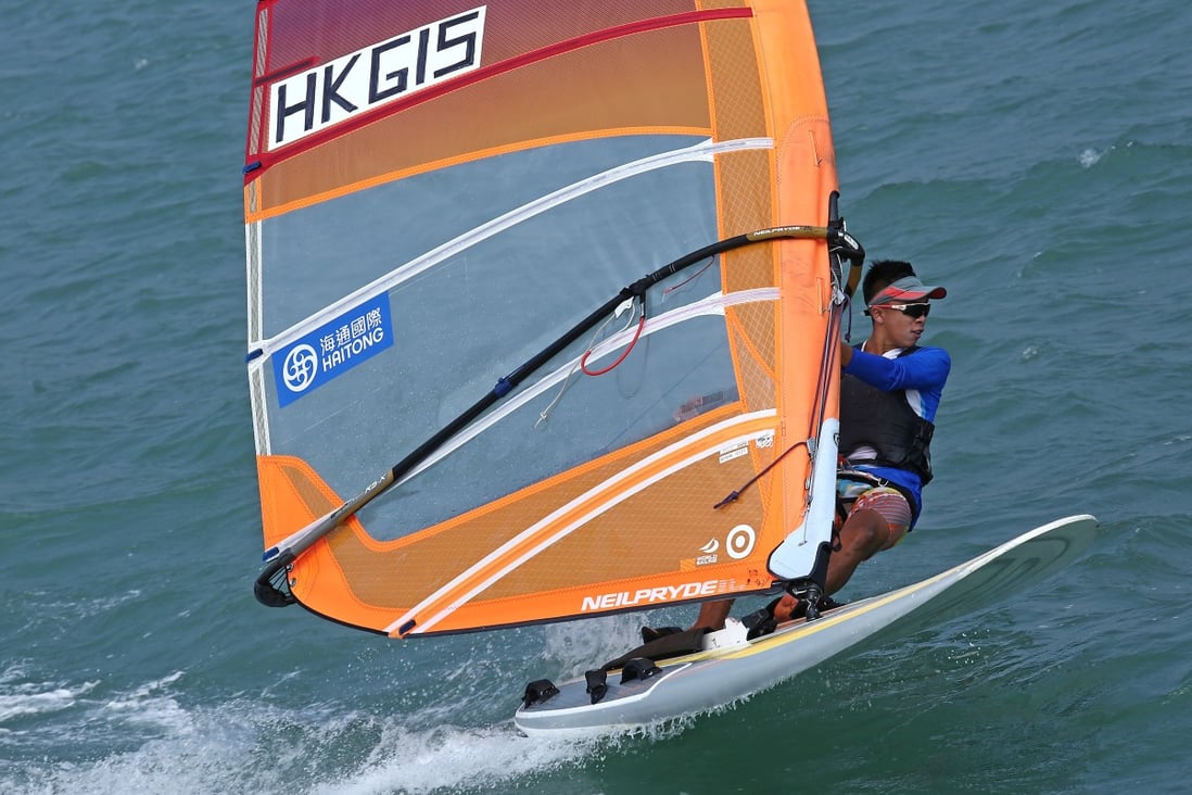 Michael Cheng competes in the Hong Kong Windsurfing Open in Stanley. Photo: Jonathan Wong