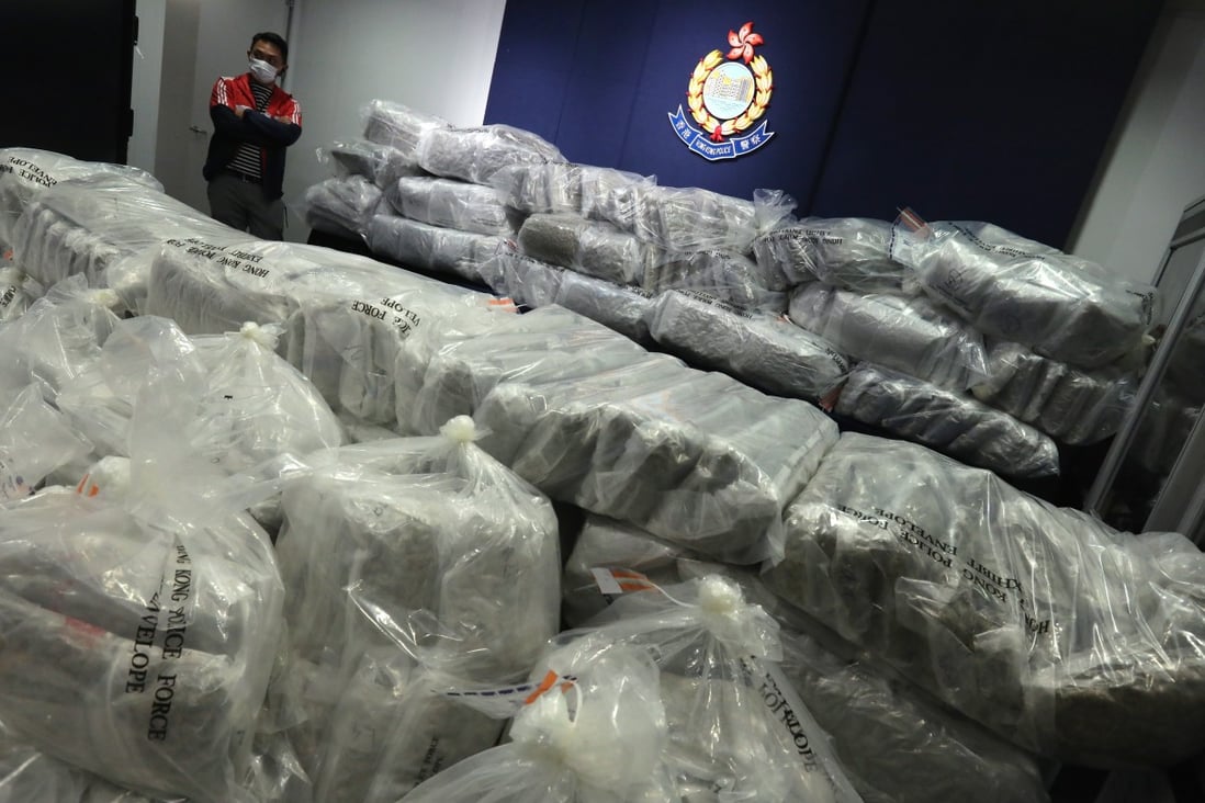 Between July 1 and November 9 this year, customs officers at the airport’s cargo terminal confiscated 380kg of marijuana and cannabis products with an estimated street value of HK$45 million. Photo: Felix Wong