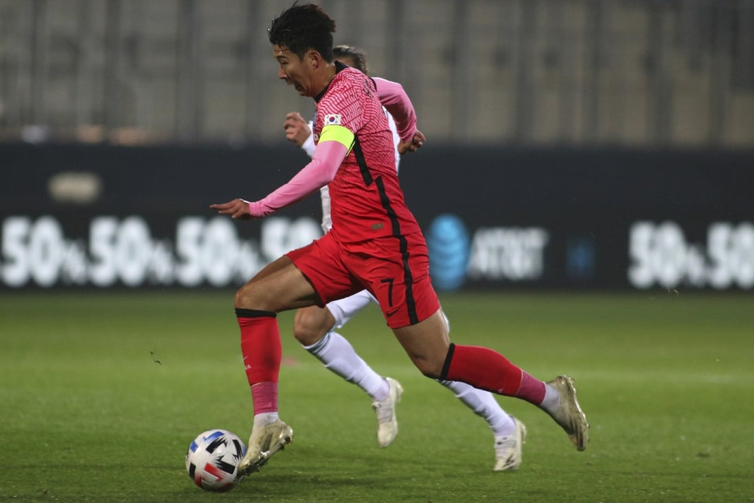 South Korea's Son Heung-min runs with the ball during an international friendly against Mexico in Austria. Photo: AP