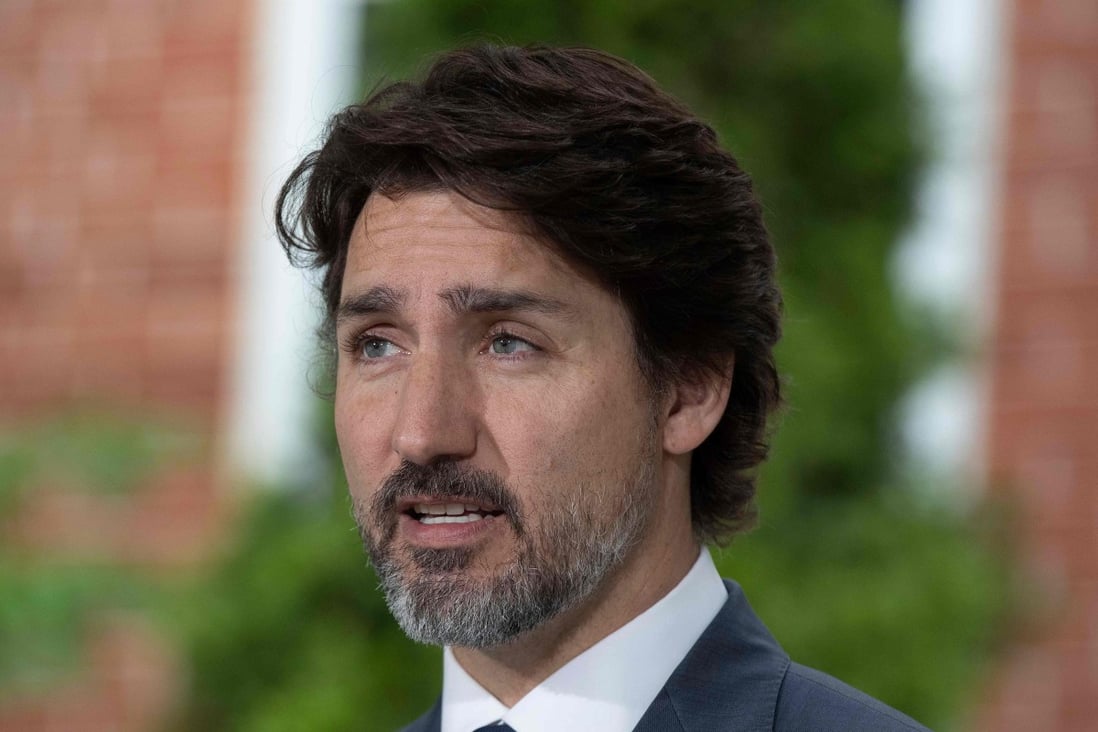 Canadian Prime Minister Justin Trudeau gives a news briefing at Rideau Cottage in Ottawa in June. Photo: AFP