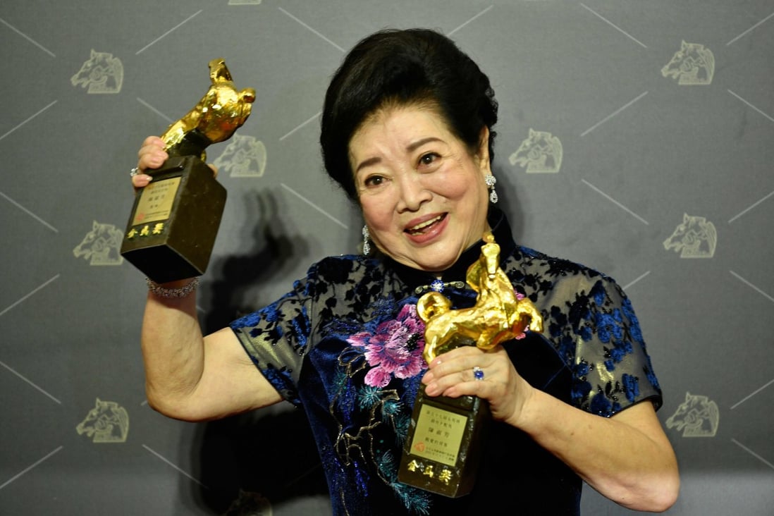 Taiwanese actress Chen Shu-fang takes home two Golden Horse trophies on Saturday night. Photo: AFP