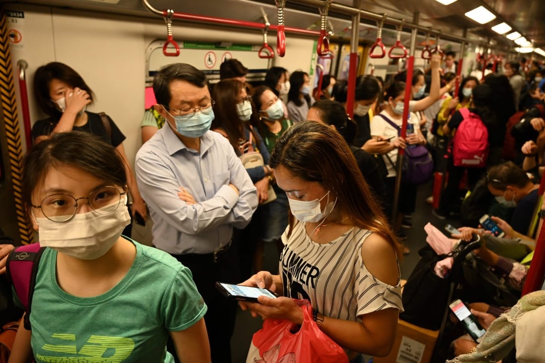 Passenger numbers on the MTR rose in October with the relaxation of social-distancing rules in Hong Kong. Photo: AFP