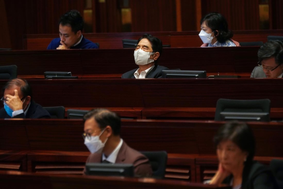 Hong Kong lawmakers struggled to stay awake during Chief Executive Carrie Lam’s policy address. Photo: Reuters