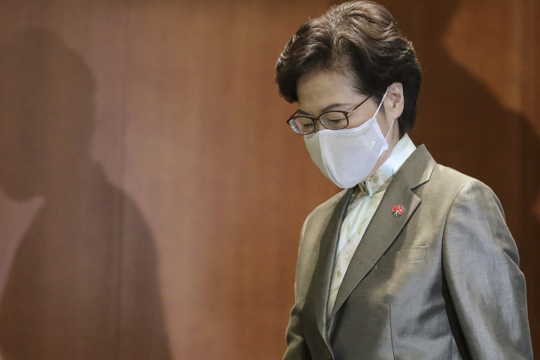 Chief Executive Carrie Lam arrives at the Legislative Council chamber to deliver her policy address on Wednesday. Photo: Sam Tsang
