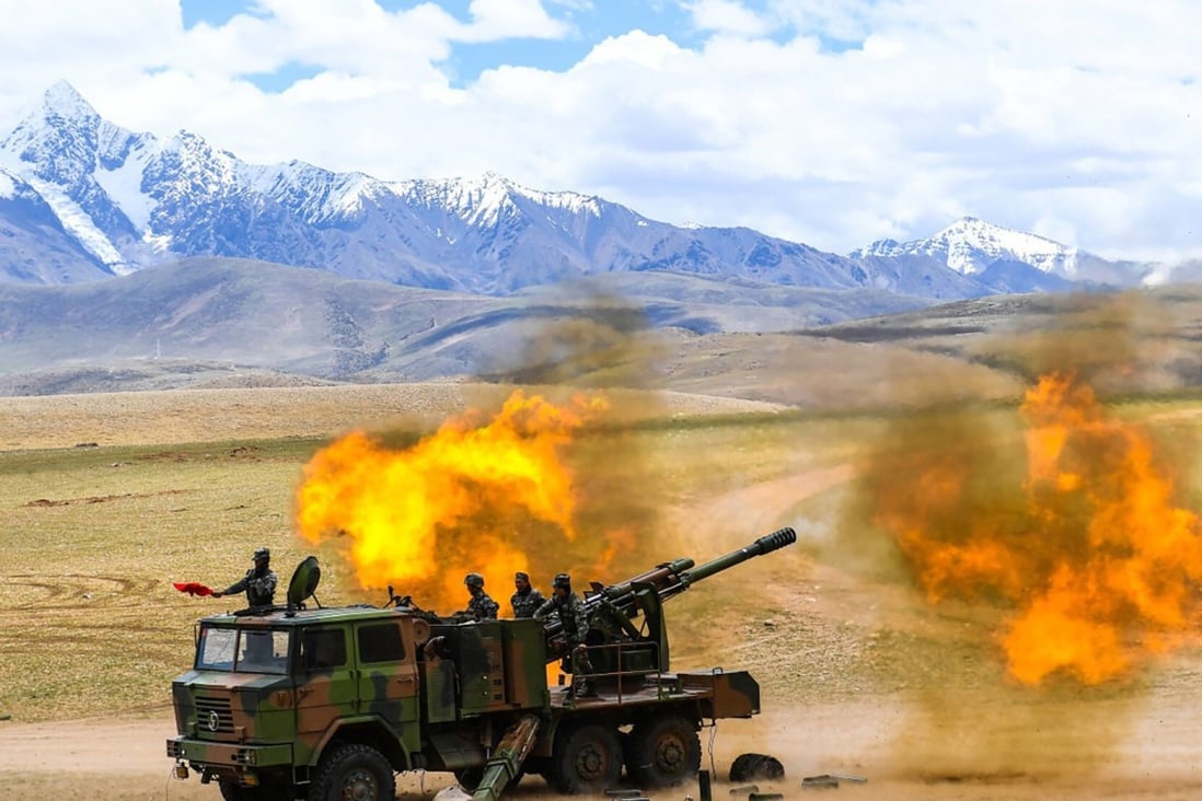 The PLA conducts a live-fire drill in Tibet in June. China is facing challenges including a protracted border dispute with India in the Himalayas. Photo: Weibo