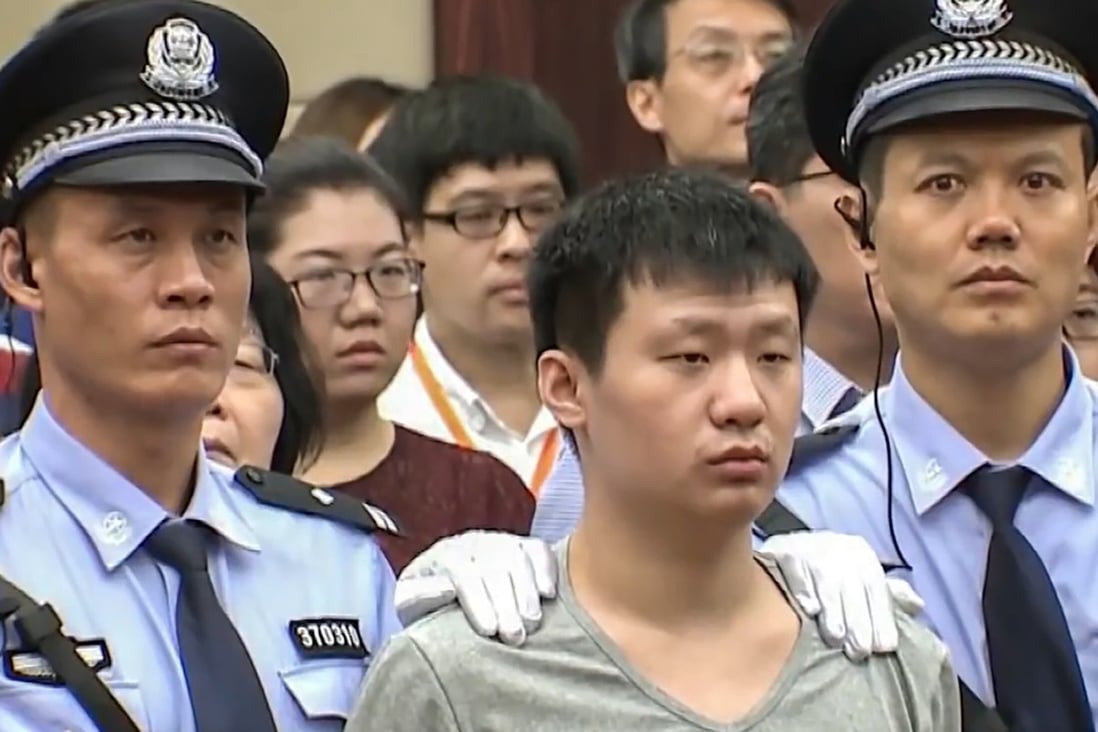 Yu Huan was 22 years old when he was sentenced to life in prison for the murder of a money lender who had been attempting to shake down his mother. Photo: CCTV