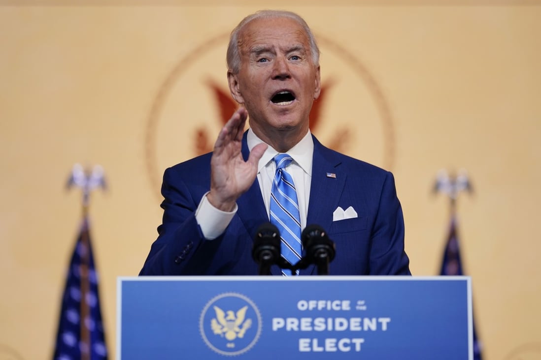 President-elect Joe Biden in Wilmington, Delaware, last week. Photo: AP