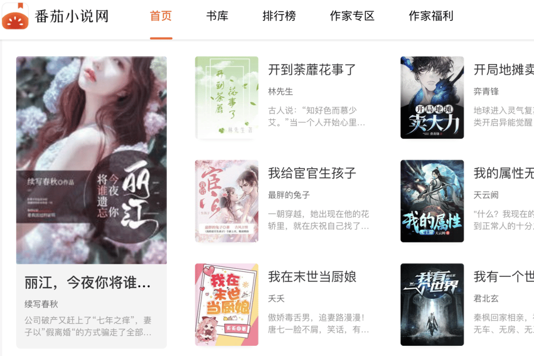 Just a year after its launch in April 2019, ByteDance's free online literature platform Tomato Novel had more than 10 million daily active users. Picture: Screen shot of Tomato Novel