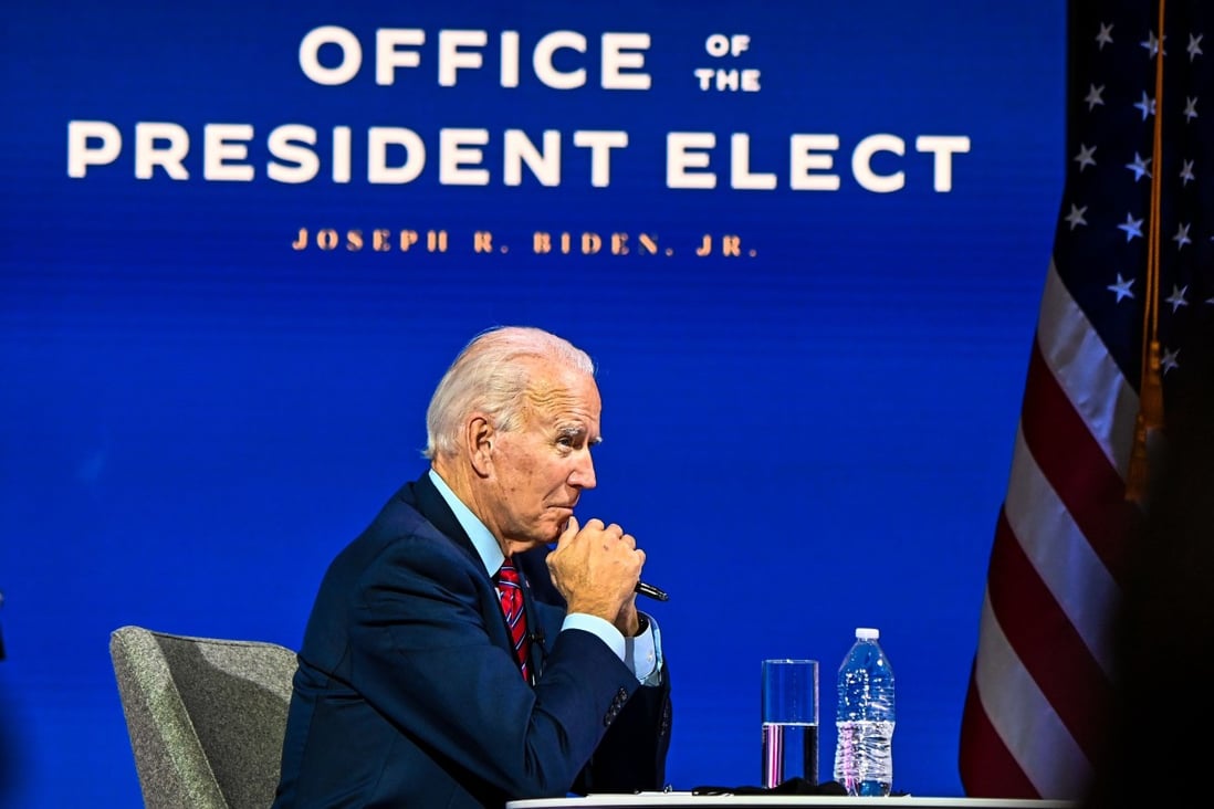 US President-elect Joe Biden participates in a virtual meeting with the US Conference of Mayors at the Queen in Wilmington, Delaware, on November 23. Photo: AFP
