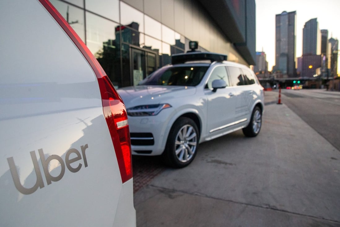 Self-driving Uber vehicles parked in front of the Uber office in Dallas on Tuesday, October 9, 2019. Photo: Lynda M. Gonzalez/The Dallas Morning News/TNS