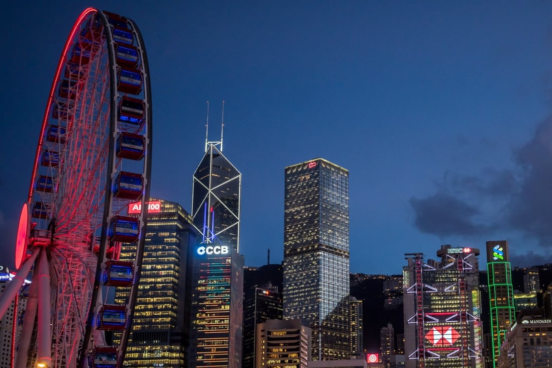 Office and bank buildings in Hong Kong in July 2019. The bank accounts of some people linked to protests have been frozen. Photo: Bloomberg