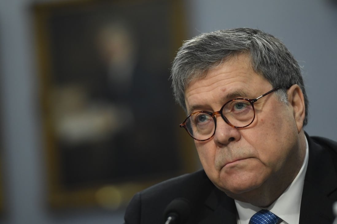 US Attorney General William Barr testifies during a hearing on Capitol Hill in April 2018. Photo: AFP