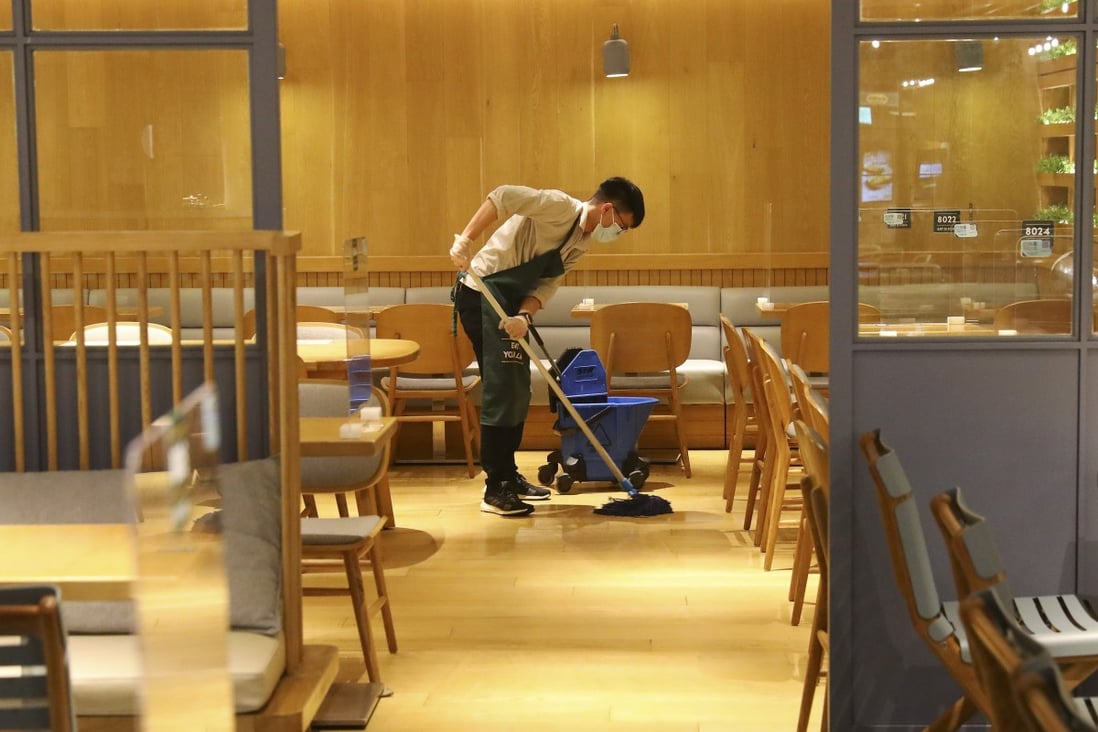 An empty restaurant in Causeway Bay amid the fourth wave of coronavirus infections in Hong Kong. Photo: Dickson Lee