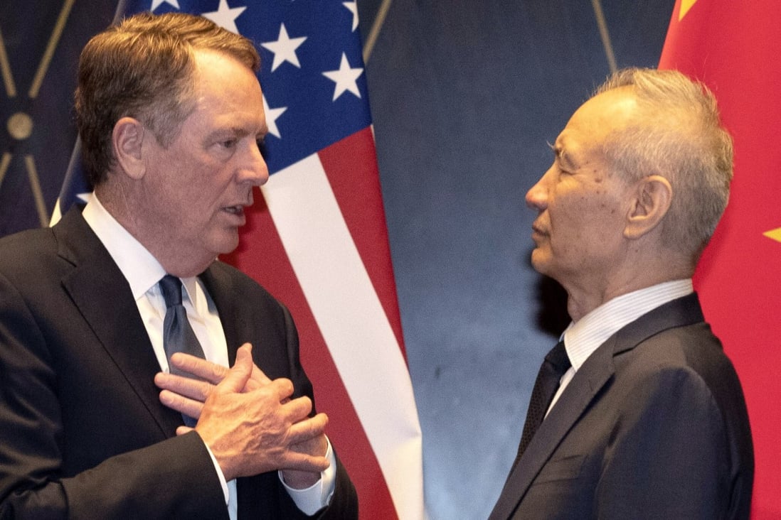 US Trade Representative Robert Lighthizer with Chinese vice-premier Liu He in 2019. Photo: AP