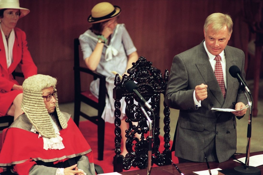 Chris Patten, Hong Kong’s 28th and last colonial governor, during his swearing-in ceremony in July 1992, tells of his determination to lead the city through the vital five years to Chinese rule in 1997. Photo: Robert Ng