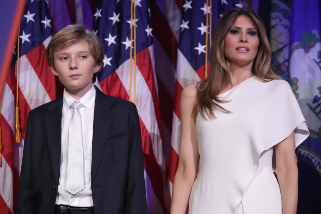 Barron Trump and his mother Melania, seen here on stage after Donald Trump delivered his acceptance speech on November 9, 2016. With his term almost done, what lies ahead for his wife and youngest son? Photo: Getty Images/AFP