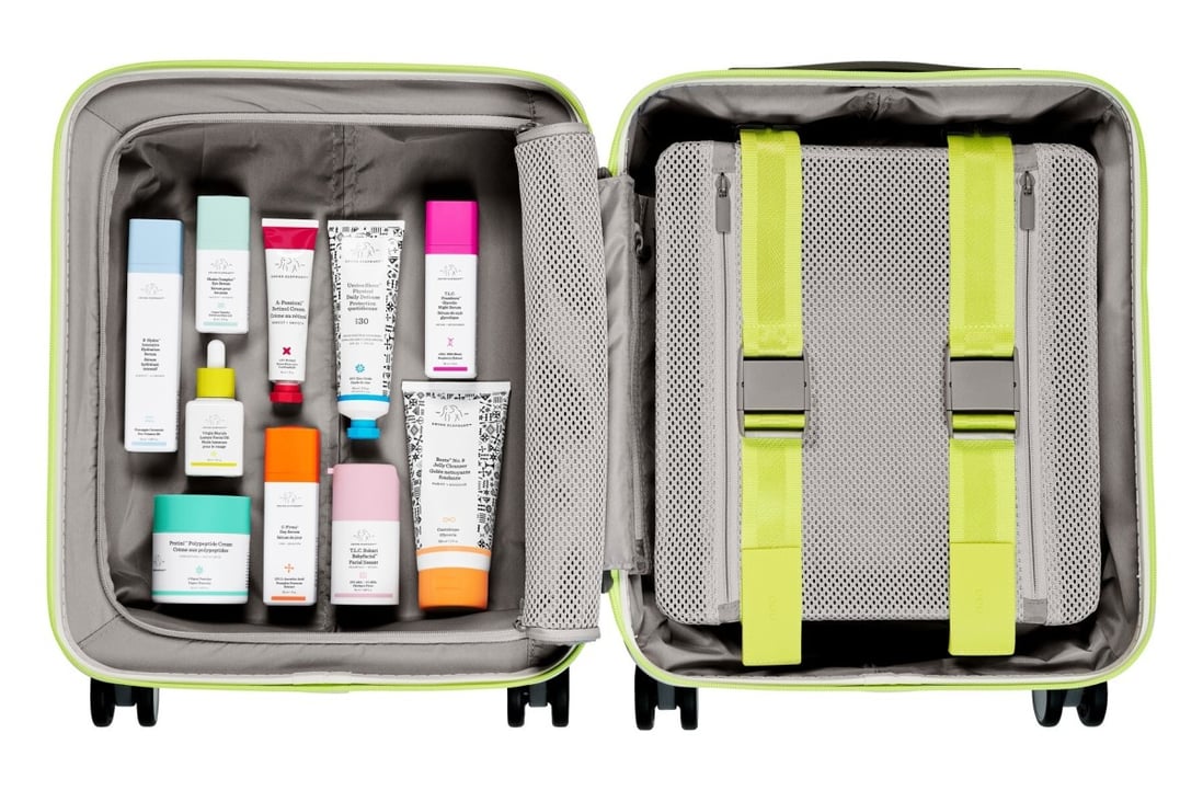Ideal beauty product gifts for Christmas, including this Monos wheeled suitcase, packed with 10 top Drunk Elephant products, HK$3,515. Photo: handout