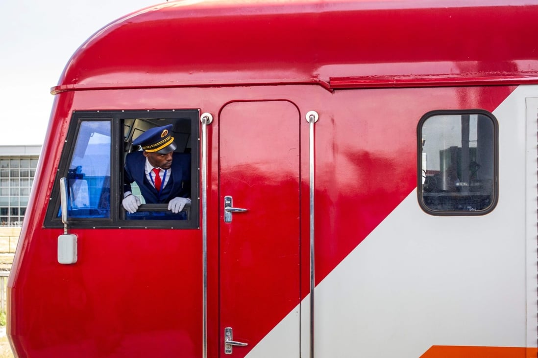 The first freight train to Naivasha in the Central Rift Valley leaves Nairobi in December 2019. The next phase of the rail project is on hold, pending funding through China’s Belt and Road Initiative. Photo: AFP