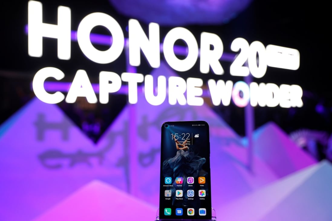 Huawei's Honor 20 smartphone is seen at a product launch event in London, May 21, 2019. Photo: Reuters