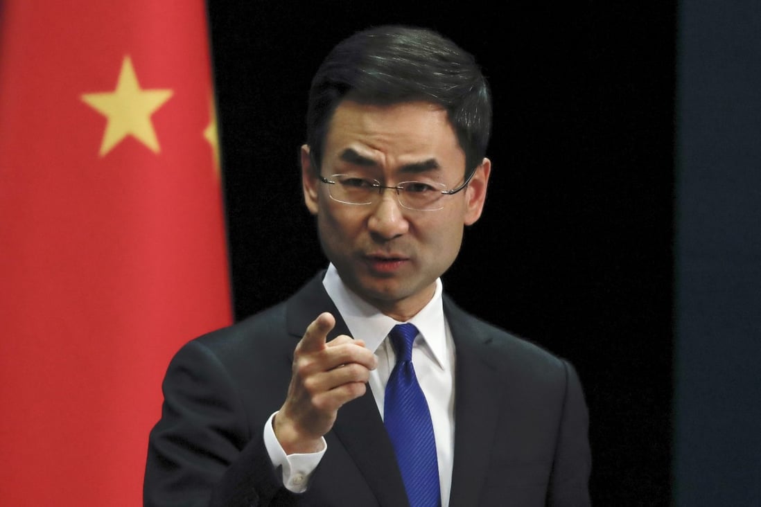 Chinese Foreign Ministry spokesman Geng Shuang speaks during a daily briefing at the Ministry of Foreign Affairs office in Beijing in March. Photo: AP