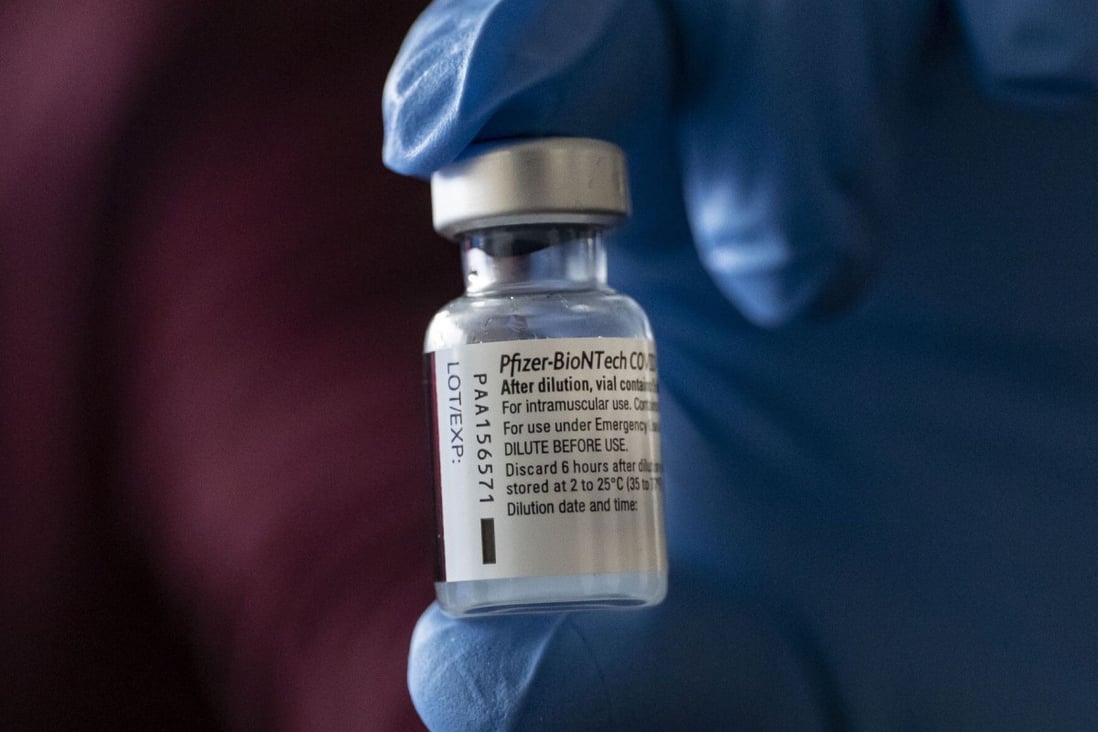 A vial of Pfizer Covid-19 vaccine after being administered at Roseland Community Hospital in Chicago, the US. Scientist Katalin Kariko’s decades of research work now forms the basis of the Covid-19 vaccine. Photo: TNS