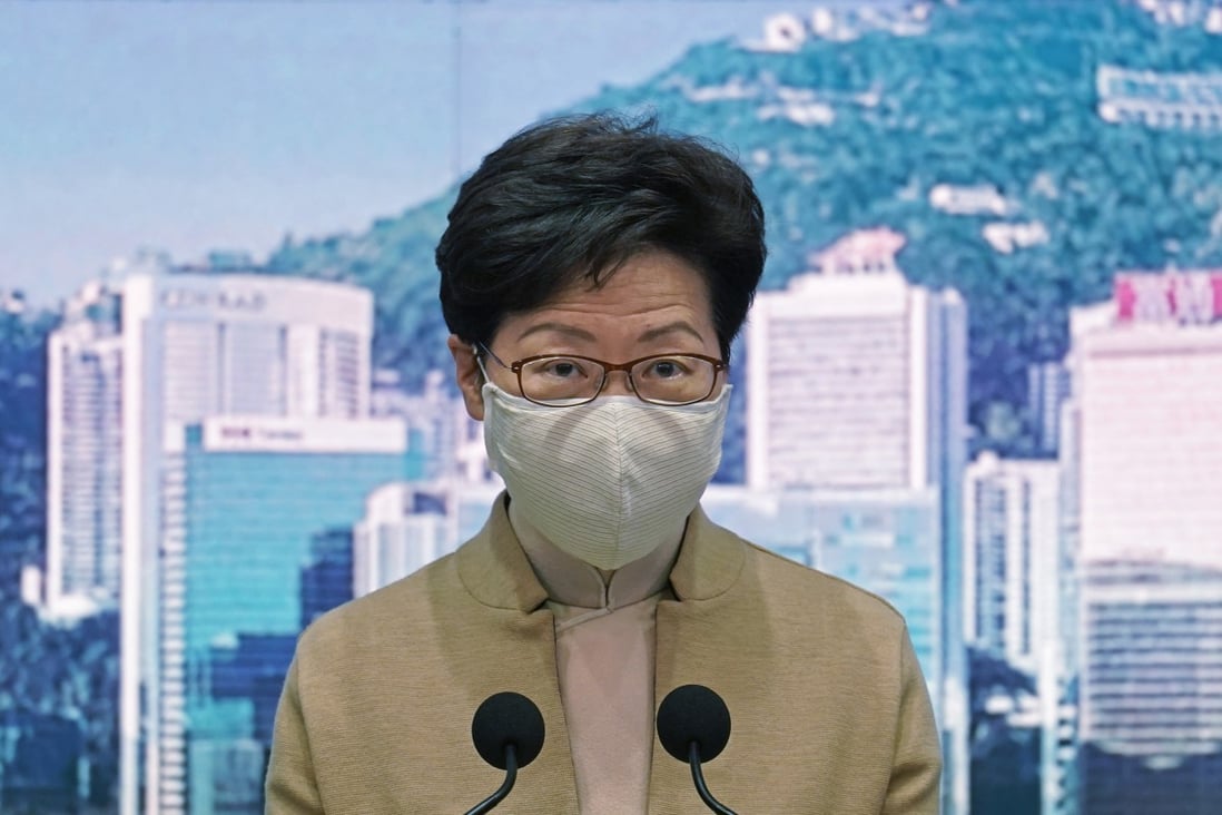 Hong Kong Chief Executive Carrie Lam attends a press conference on December 8. Beijing has so far kept silent on recent pro-establishment attacks on Lam’s performance. Photo: AP