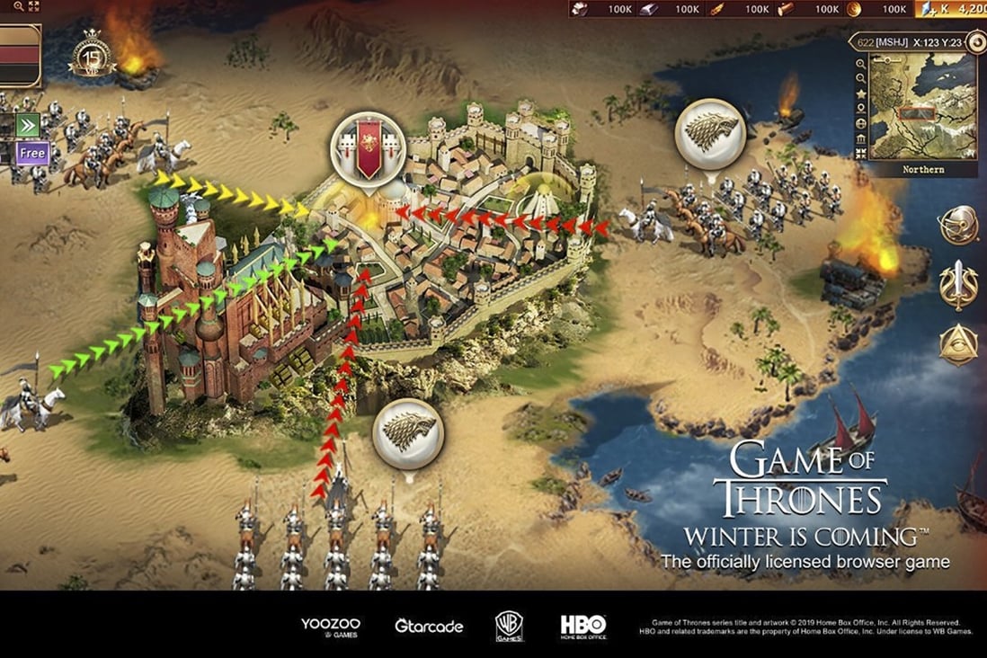 A screenshot of Game of Thrones: Winter Is Coming, a strategy mobile and browser game by Chinese game developer Yoozoo.