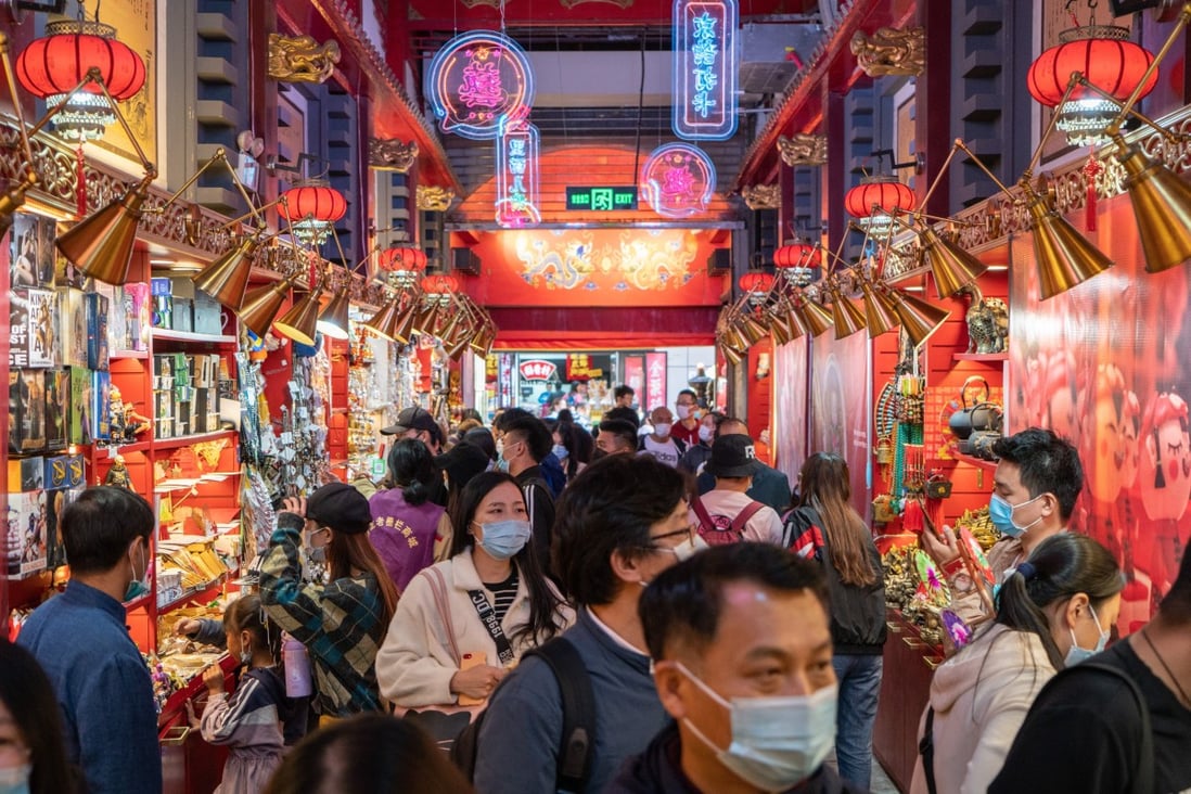 China’s retail sales had fallen by 20.5 per cent, the first decline on record, in combined data for January and February. Photo: Bloomberg