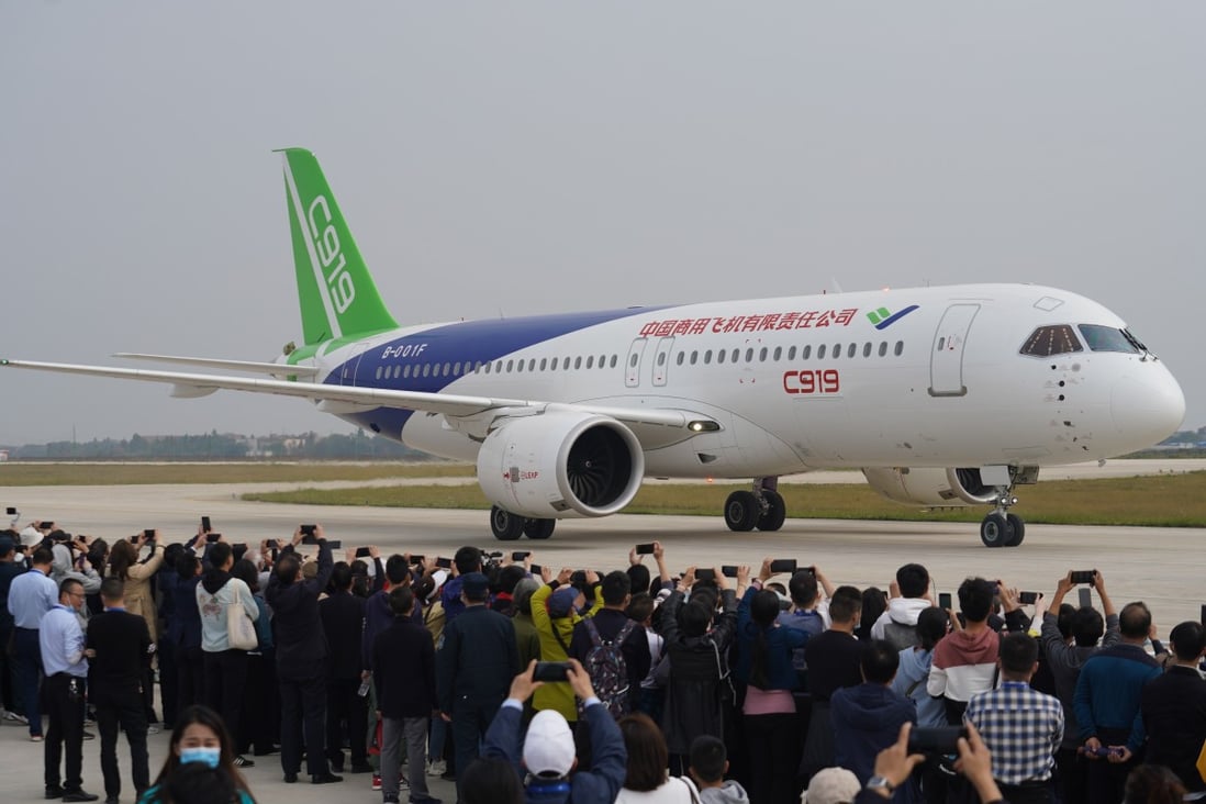 The C919 is a narrow-body jet being built by the Commercial Aircraft Corporation of China (Comac), a state-owned company based in Shanghai. Photo: Xinhua