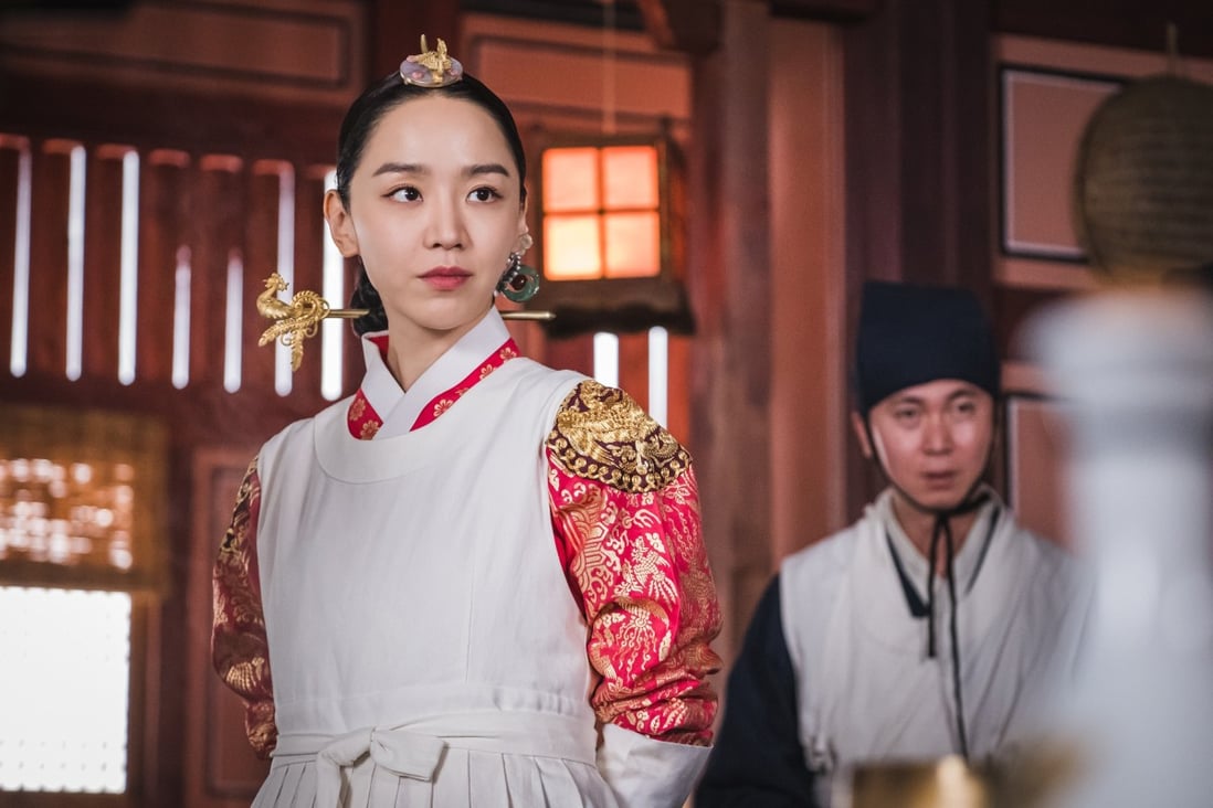 Shin Hye-sun in a still from Mr. Queen, a Korean drama that is part royal palace period piece, part body-swap comedy. She plays a queen whose body is invaded by a male chef from the present day. Photo: Viu