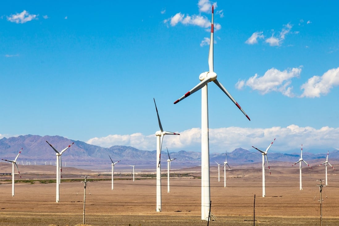 A wind farm operates in the northwestern Chinese province of Xinjiang. Photo: Handout
