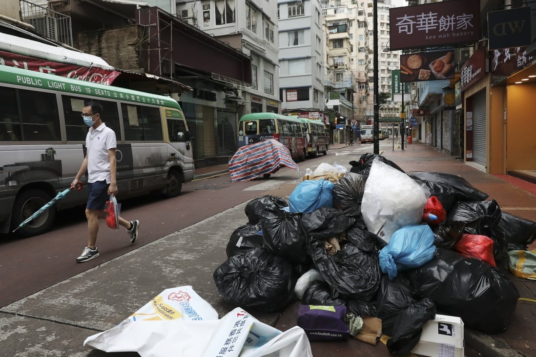Rubbish left on the street in Causeway Bay. Hong Kong has made little progress on recycling or waste reduction. Photo: Nora Tam