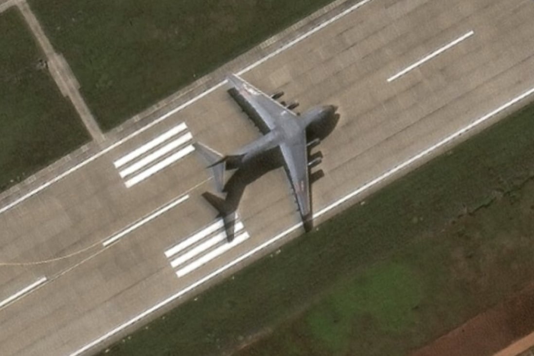 Satellite images showed the Y-20 on the airstrip at Fiery Cross Reef. Photo: Handout