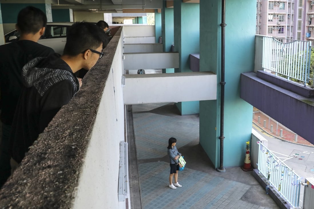 The Sheung Tak Estate car park in Tseung Kwan O, where Alex Chow fell from the third floor to the second. Photo: Dickson Lee