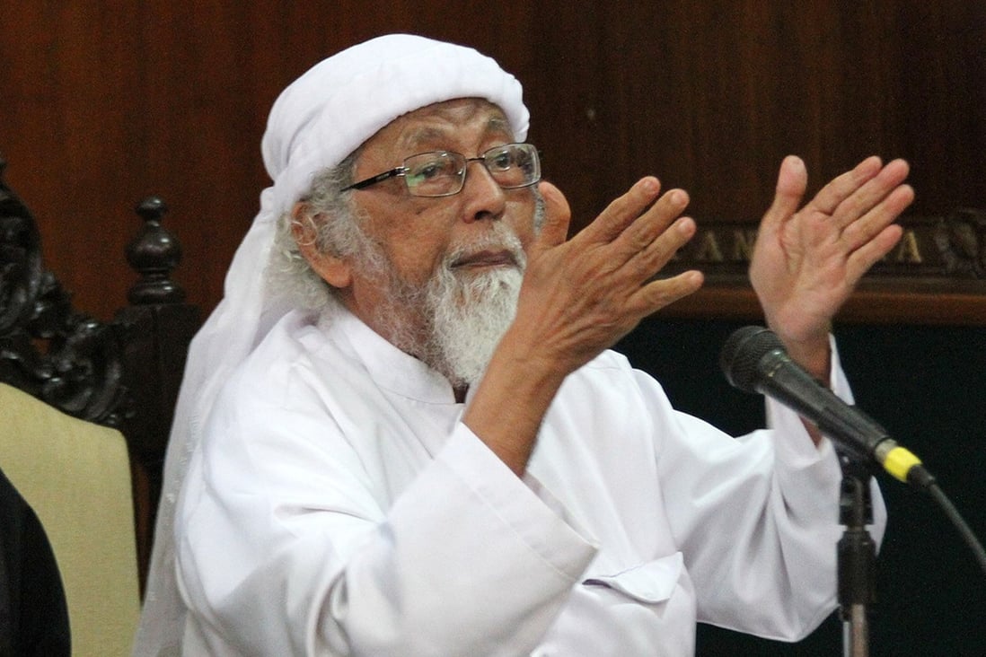 Abu Bakar Bashir during a court appearance in Cilacep, Central Java, in February 2016. Photo: AFP