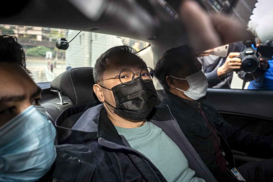 Opposition activist Benny Tai is taken to Ma On Shan Police Station after his arrest. Photo: Bloomberg