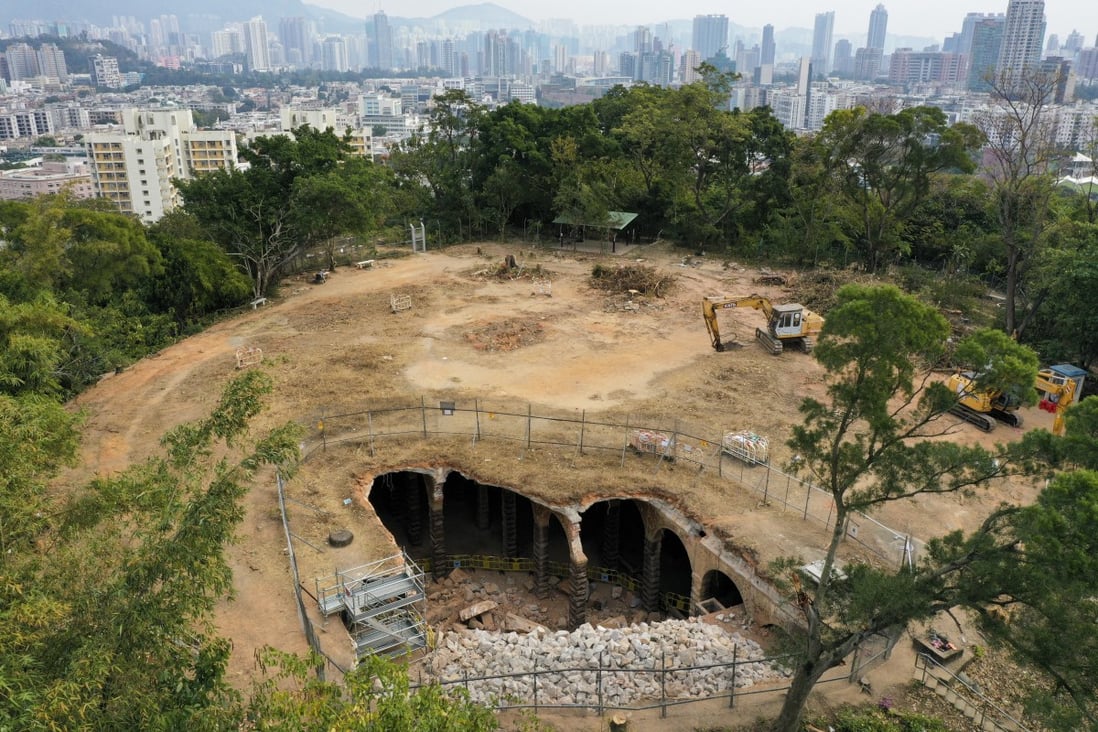 A view of the service reservoir in Bishop Hill, in the Shek Kip Mei area of Kowloon. The structure featuring Roman-style architecture is believed to have been completed in 1904. Photo: Sam Tsang