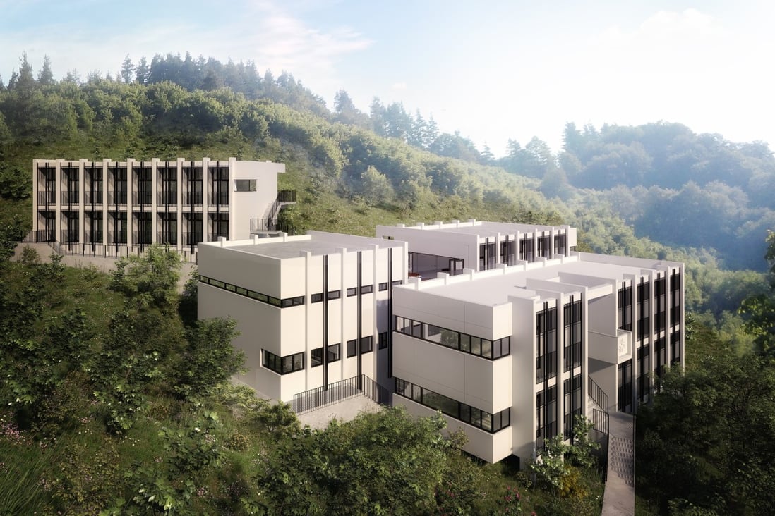An illustration of Christian Zheng Sheng College at Chi Ma Wan, Lantau Island, Hong Kong. Architect Anderson Lee overcame 10 years of adversity to build the campus for troubled teens.