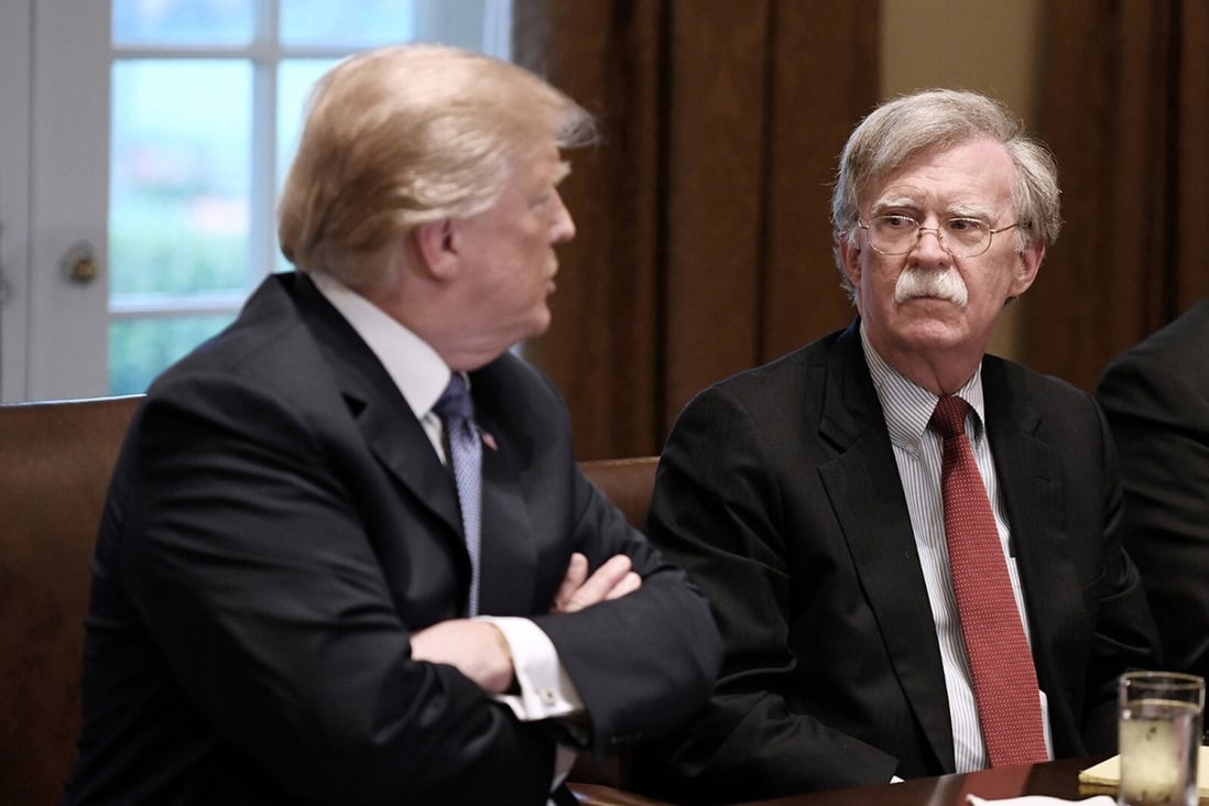 US President Donald Trump and John Bolton, his national security adviser, at a White House meeting in 2018. Photo: Abaca Press/TNS