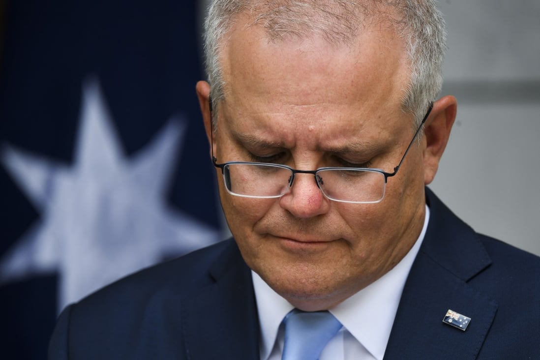 Australian Prime Minister Scott Morrison appears at a press conference following a national cabinet meeting at Parliament House in Canberra on January 8. Photo: EPA