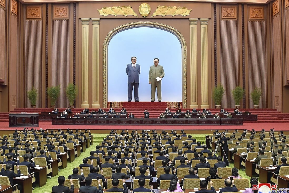 Members of North Korea’s Supreme People’s Assembly attend a meeting in Pyongyang, to rubber-stamp decisions made during a major ruling party meeting. Photo: AP