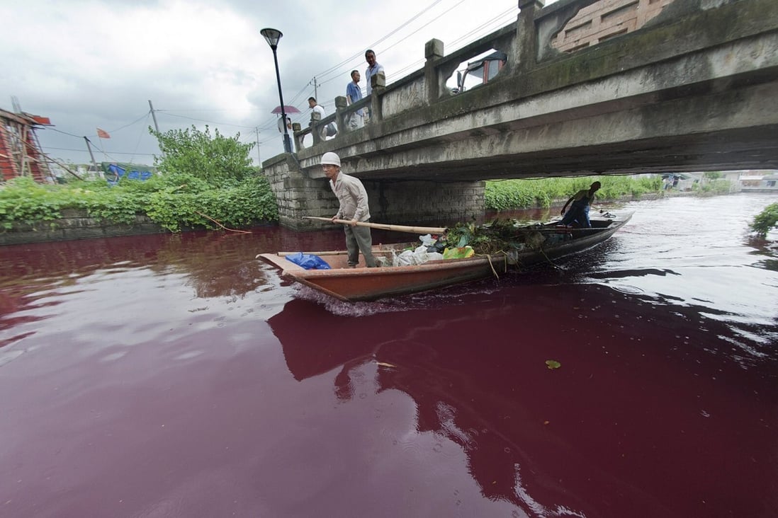 A polluted river in the eastern province of Zhejiang. Photo: AP