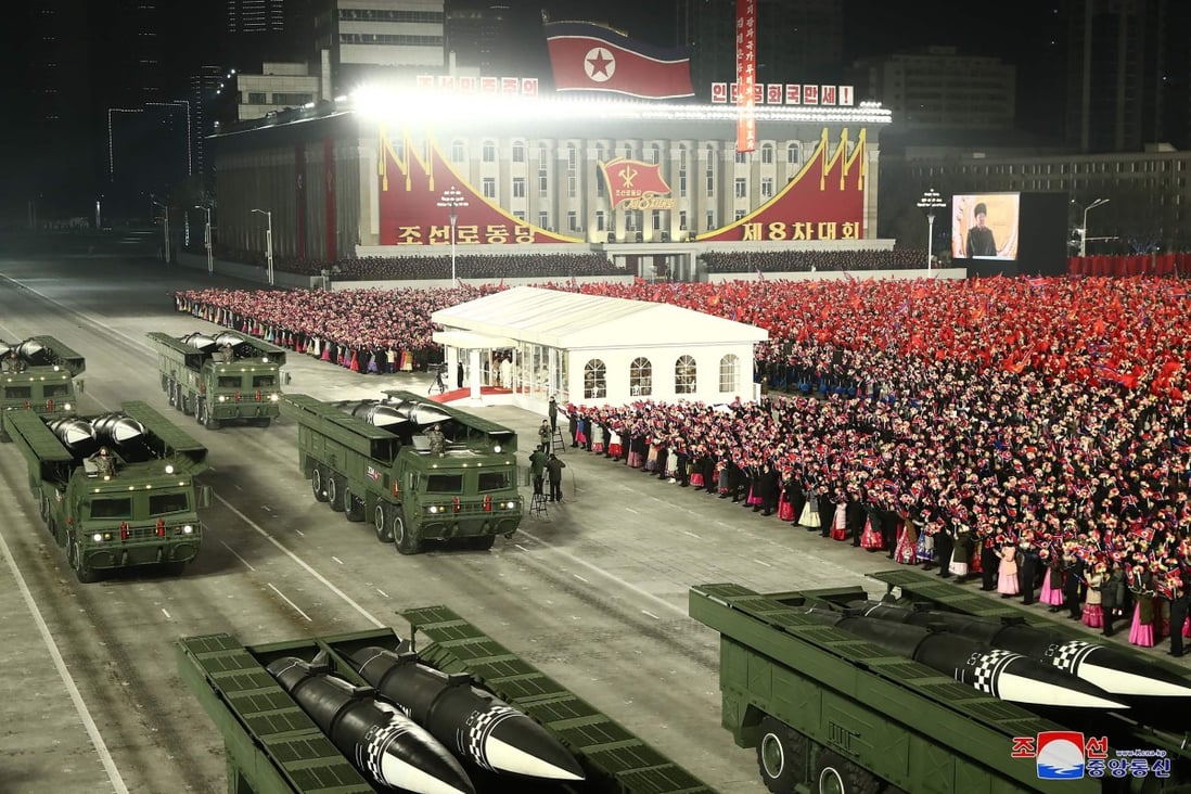 A military parade celebrates the 8th Congress of the ruling Workers’ Party of Korea in Pyongyang on January 14. Photo: AFP/KCNA via KNS