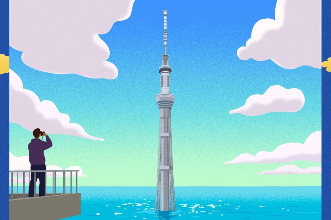 A graphic of a submerged Tokyo Sky Tree in the Japanese capital: Photo: WWFJ