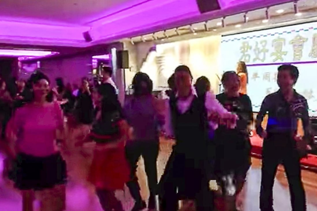 People enjoy a dance at a banquet hall in Mei Foo. Photo: Facebook