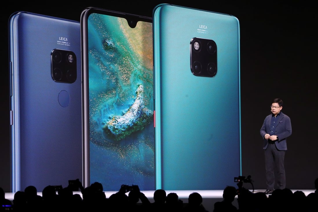 Richard Yu Chengdong, chief executive of Huawei Technology Co’s consumer business group, launches the company’s Mate 30 smartphone range in Munich, Germany, on September 19, 2019. Photo: Reuters