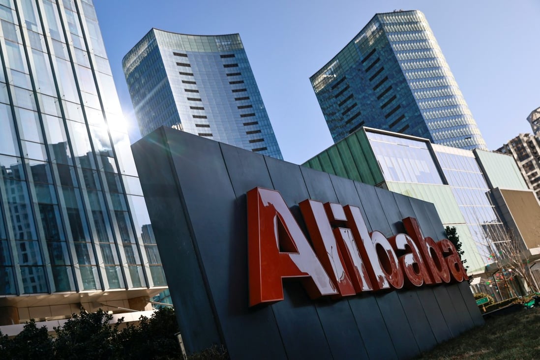 The logo of Alibaba Group seen at its office in Beijing on January 5, 2021. Photo: Reuters