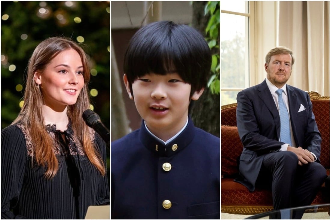 From left, Princess Ingrid Alexandra of Norway, Prince Hisahito of Japan, King Willem-Alexander of the Netherlands, three royals who attended regular, rather than elite schools. Photos: @royalfashionblogofficial/Instagram; AP; AFP via Getty Images