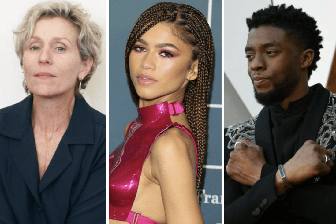 Frances McDormand, Zendaya and Chadwick Boseman may all be honoured with an Oscar at this year’s Academy Awards. Photos: @frances.mcdormand/Instagram; AFP
